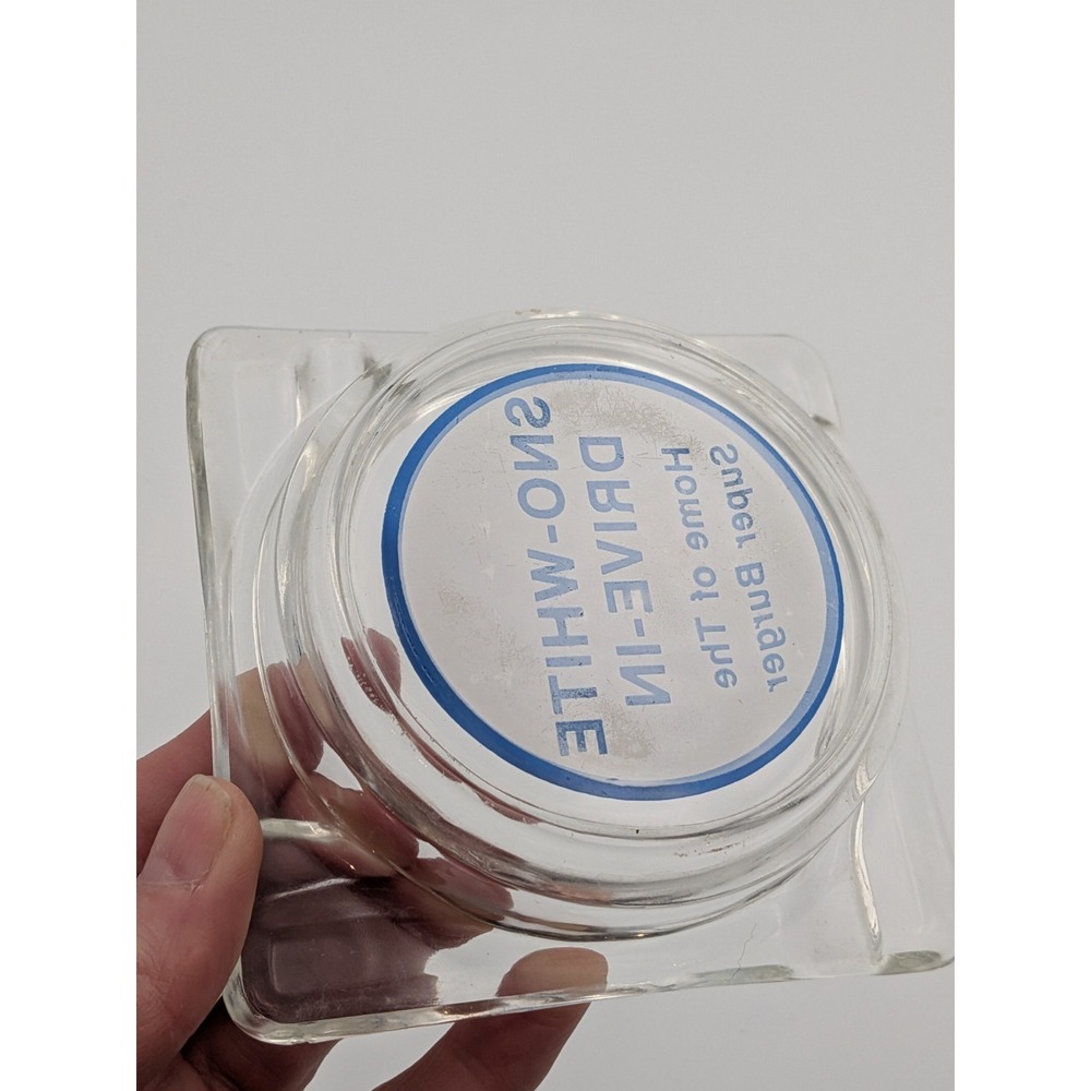 Very Rare Sno-White Drive-In Blue & White Glass Ashtray, Mid-century - Picture 12 of 14